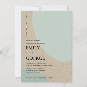 MODERN ABSTRACT KRAFT AQUA BLUE VERLOVING INVITE BEDANKKAART