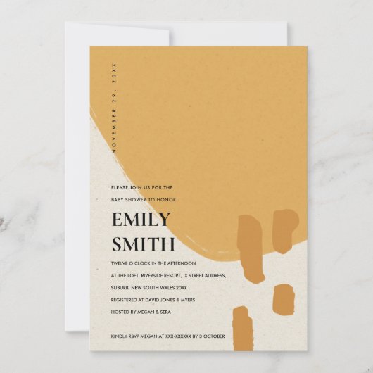 MODERN ABSTRACT KRAFT ORANJE BABY SHOWER INVITE BEDANKKAART (Voorkant)