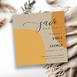 MODERN ABSTRACT KRAFT ORANJE BEWAREN DE DATUM KAAR BEDANKKAART