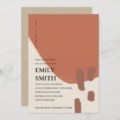 MODERN ABSTRACT KRAFT RUST RED BABY SHOWER INVITE BEDANKKAART (Voorkant / Achterkant)
