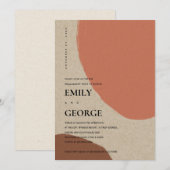 MODERN ABSTRACT KRAFT TERRACOTTA VERLOVING INVITE BEDANKKAART (Voorkant / Achterkant)