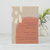 MODERN ABSTRACT KRAFT TERRACOTTA WEDDING INVITE BEDANKKAART (Staand voorkant)