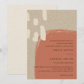 MODERN ABSTRACT KRAFT TERRACOTTA WEDDING INVITE BEDANKKAART (Voorkant / Achterkant)