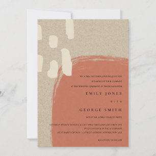 MODERN ABSTRACT KRAFT TERRACOTTA WEDDING INVITE BEDANKKAART