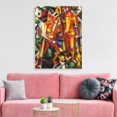 Modern Abstract kubistisch schilderij - Canvas Rep Afdruk (Insitu (Woonkamer))