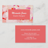 Modern Abstract Kunstcanvas - Koraal, Buff en Wit Visitekaartje (Voorkant / Achterkant)