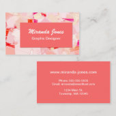 Modern Abstract Kunstcanvas - Koraal, Buff en Wit Visitekaartje (Voorkant / Achterkant)