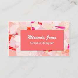 Modern Abstract Kunstcanvas - Koraal, Buff en Wit Visitekaartje