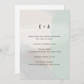 Modern Abstract kunstgeborsteld Mint Green Wedding Kaart (Voorkant / Achterkant)