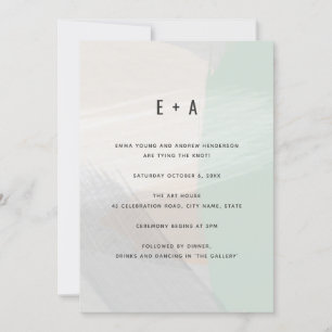 Modern Abstract kunstgeborsteld Mint Green Wedding Kaart