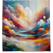 Modern Abstract kunstlandschap rood blauw groen Douchegordijn (Voorkant)