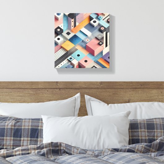 modern abstract kunstpatroon canvas afdruk (Insitu (Slaapkamer))