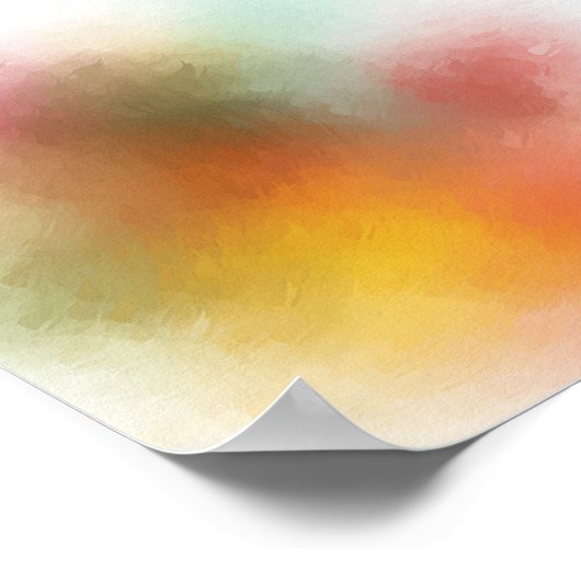 Modern Abstract kunstwerk kleurrijk Rood Geel Poster (Hoek)