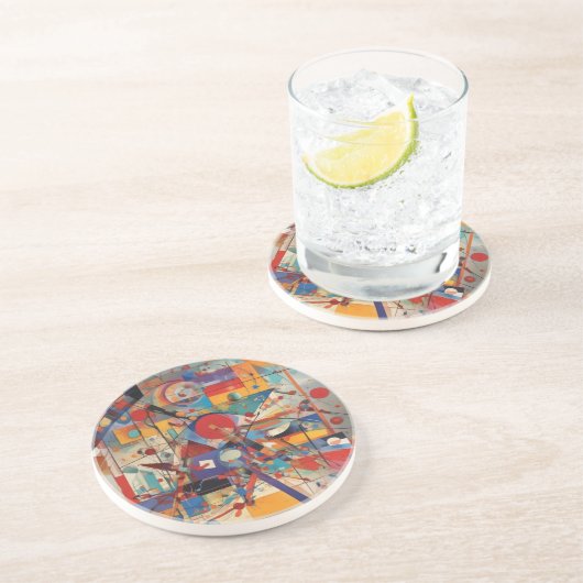 Modern Abstract kunstwerk Zandsteen Onderzetter (Zijkant)