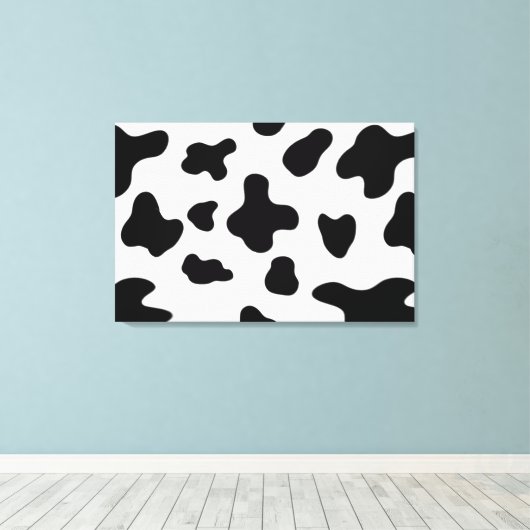 Modern Abstract Land Zwart-wit Koe Vlekken Canvas Afdruk (Insitu (Houten vloer))