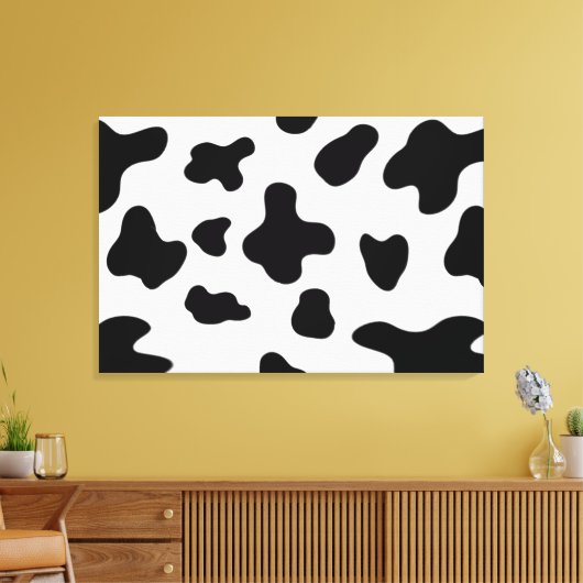 Modern Abstract Land Zwart-wit Koe Vlekken Canvas Afdruk (Insitu (Woonkamer))