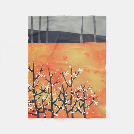 Modern Abstract landschap verbrand Sinaasappel Fleece Deken (Voorkant)