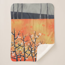 Modern Abstract landschap verbrand Sinaasappel Sherpa Deken