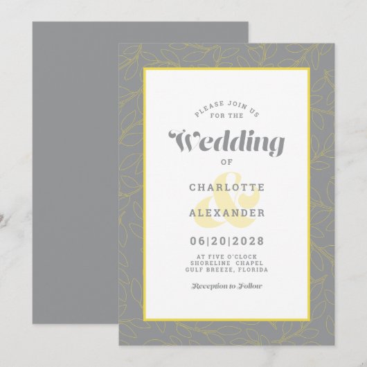 Modern Abstract lederen patroon | Grijs en Geel Kaart (Voorkant / Achterkant)