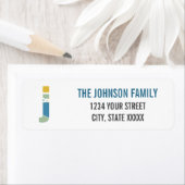 Modern Abstract Letter J Monogram Initiaal Adres Etiket (Insitu)