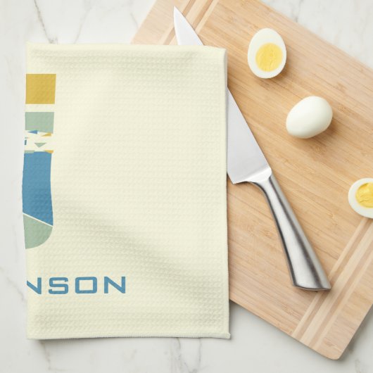 Modern Abstract Letter J Monogram Initiaal Theedoek (Quarter Fold)