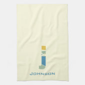 Modern Abstract Letter J Monogram Initiaal Theedoek (Verticaal)