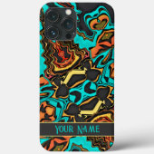 Modern Abstract Leuk Blauwgroen Bruin Gepersonalis Case-Mate iPhone Case (Achterkant)