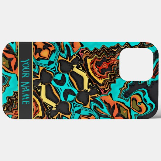 Modern Abstract Leuk Blauwgroen Bruin Gepersonalis Case-Mate iPhone Case (Achterkant (horizontaal))