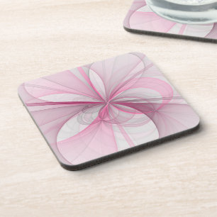 Modern Abstract Licht Roze Grijs Fractal Design Bier Onderzetter