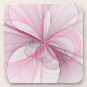 Modern Abstract Licht Roze Grijs Fractal Design Bier Onderzetter (Voorkant)