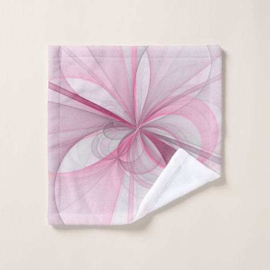 Modern Abstract lichtroze grijs fractaal ontwerp Bad Handdoek (Wasdoekje)