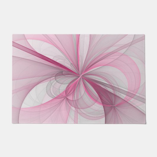 Modern Abstract lichtroze grijs fractaal ontwerp Deurmat (Voorkant)