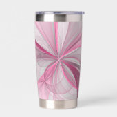 Modern Abstract lichtroze grijs fractaal ontwerp Geïsoleerde Drinkbeker (Links)