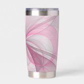 Modern Abstract lichtroze grijs fractaal ontwerp Geïsoleerde Drinkbeker (Achterkant)