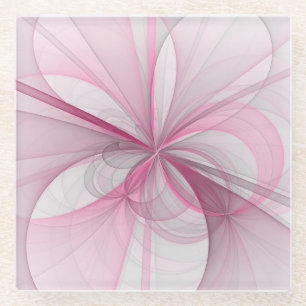 Modern Abstract lichtroze grijs fractaal ontwerp Glazen Onderzetter