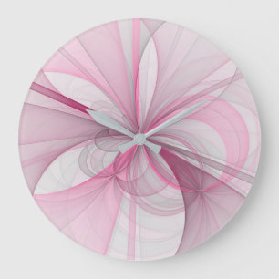 Modern Abstract lichtroze grijs fractaal ontwerp Grote Klok