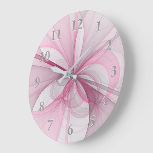 Modern Abstract lichtroze grijs fractaal ontwerp Grote Klok (Hoek)