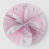 Modern Abstract lichtroze grijs fractaal ontwerp Grote Klok (Voorkant)