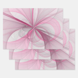 Modern Abstract lichtroze grijs fractaal ontwerp Inpakpapier Vel