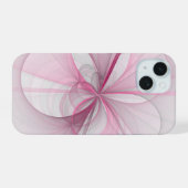 Modern Abstract lichtroze grijs fractaal ontwerp iPhone 15 Case (Achterkant horizontaal)