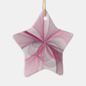 Modern Abstract lichtroze grijs fractaal ontwerp Keramisch Ornament (Rechts)