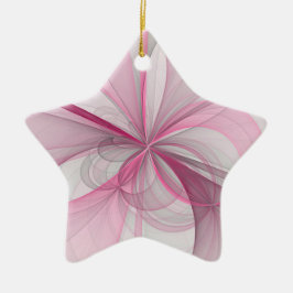 Modern Abstract lichtroze grijs fractaal ontwerp Keramisch Ornament