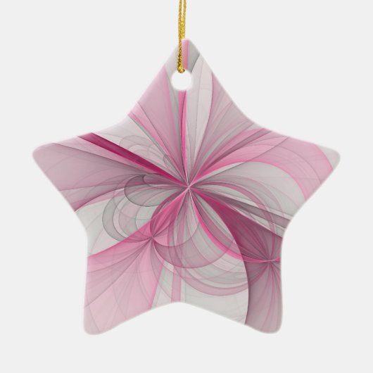 Modern Abstract lichtroze grijs fractaal ontwerp Keramisch Ornament (Voorkant)