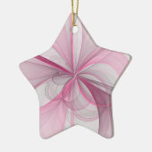 Modern Abstract lichtroze grijs fractaal ontwerp Keramisch Ornament (Links)