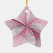 Modern Abstract lichtroze grijs fractaal ontwerp Keramisch Ornament (Achterkant)