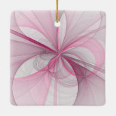 Modern Abstract lichtroze grijs fractaal ontwerp Keramisch Ornament (Achterkant)