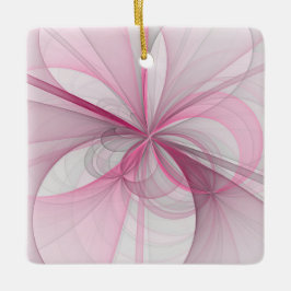 Modern Abstract lichtroze grijs fractaal ontwerp Keramisch Ornament