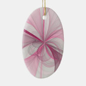 Modern Abstract lichtroze grijs fractaal ontwerp Keramisch Ornament (Rechts)