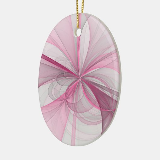 Modern Abstract lichtroze grijs fractaal ontwerp Keramisch Ornament (Links)