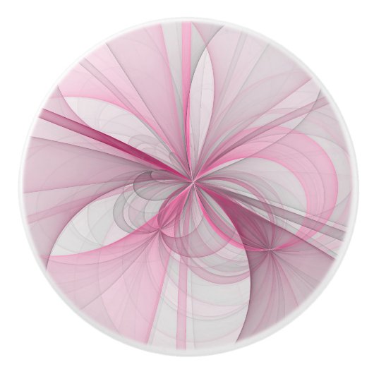 Modern Abstract lichtroze grijs fractaal ontwerp Keramische Knop (Voorkant)